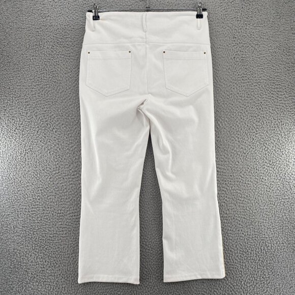 Lysse Jeans Womens Large White Jeggings Stretch Pull On Capri Gold Side Stripe - Picture 3 of 11
